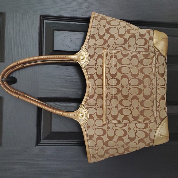 Coach Leather Shoulder Bag Brown/Gold 12369 - Picture 2 of 16